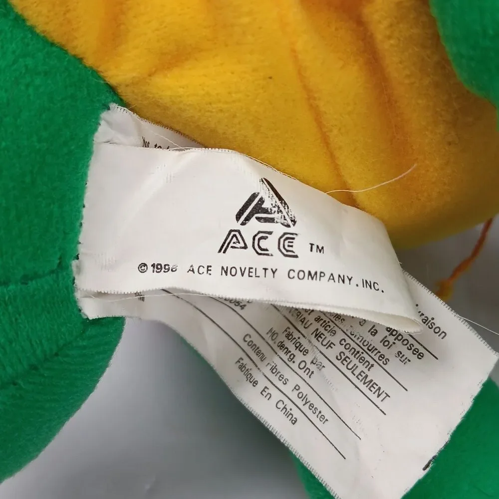 Ace Novelty Green Turtle Plush Colorful Shell Tongue Out Carnival Prize Vintage
